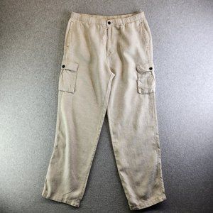 Tommy Bahama Cargo Pants Mens Large Cream Linen Drawstring Beach Cruise Resort